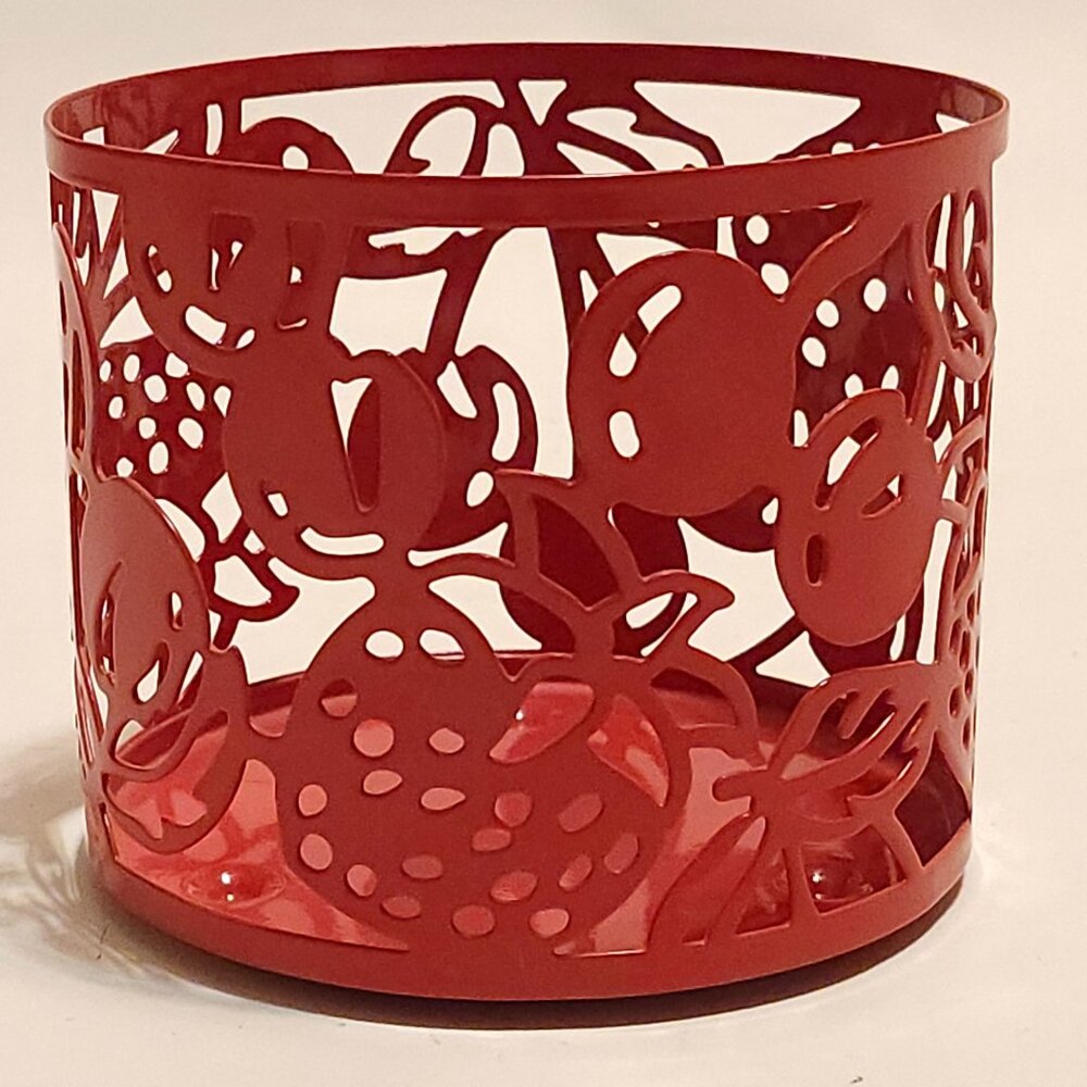 ADORABLE Bath and Body Works Strawberry Cherry Candle Holder Three Wick BNWT